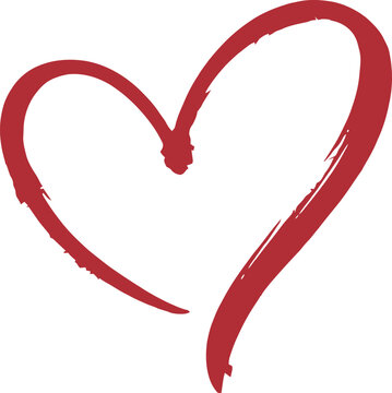 Artistic hand drawn heart symbol with brush stroke texture.