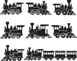 Train icon, Train with smoke symbol icon, old locomotive silhouette, sign vector illustration © MstHazara