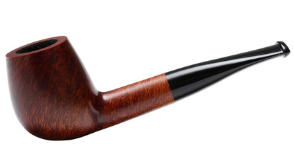 Dark brown wooden smoking pipe with black mouthpiece and bowl © Sindre
