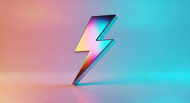 Gradient lightning bolt symbol on duotone background with lightning gradient electric colorful abstract isolated creative