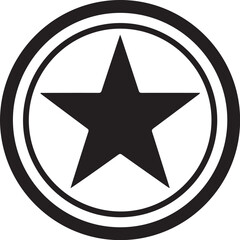 Fototapeta premium Black star icon, star symbol, circular badge, vector graphic
