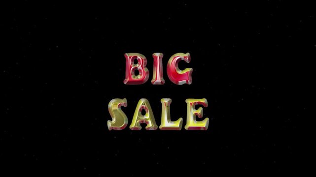 Big sale animation. 3d render gold red chrome text animation. Perfect for background visuals, motion graphics, branding, greetings, business, services, wallpapers, and digital design projects.