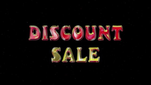 discount sale animation. 3d render gold chrome text animation. Perfect for background visuals, motion graphics, branding, greetings, business, services, wallpapers, and digital design projects.
