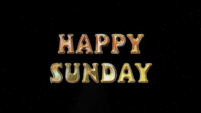 Happy sunday text animation. 3d render gold chrome text animation. Perfect for background visuals, motion graphics, branding, greetings, wallpapers, and digital design projects.