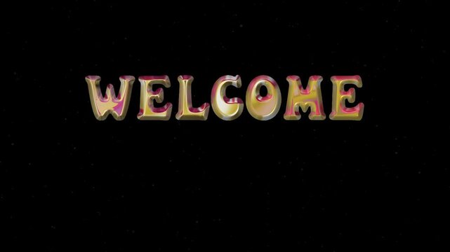 welcome text animation. 3d render gold chrome text animation. Perfect for background visuals, motion graphics, branding, business, wallpapers, and digital design projects.