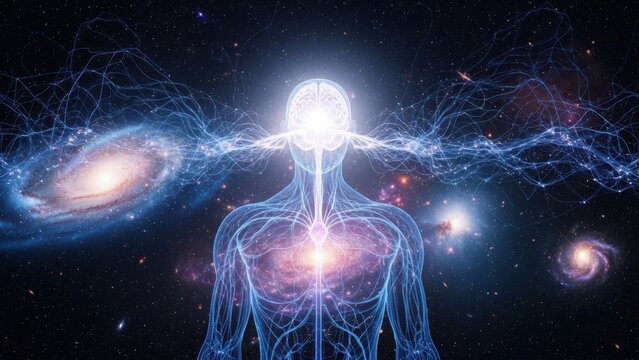 Human form connected to cosmic energy