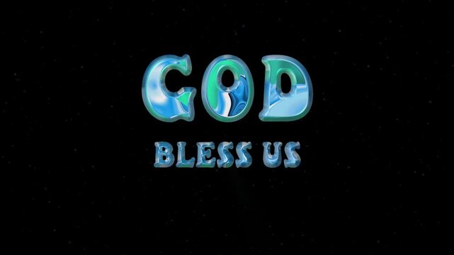 God bless us text animation. 3d render gold chrome text animation. Perfect for background visuals, motion graphics, branding, religious theme, wallpapers, and digital design projects.