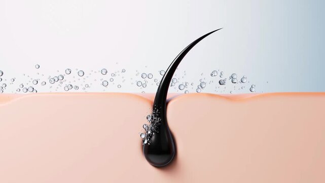 Dynamic 3D animation illustrating superior hair health and essential care. This focused 3D video showcases follicle strength, promoting vibrant, resilient growth