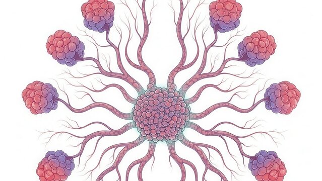 Intricate neural network with colorful synaptic connections