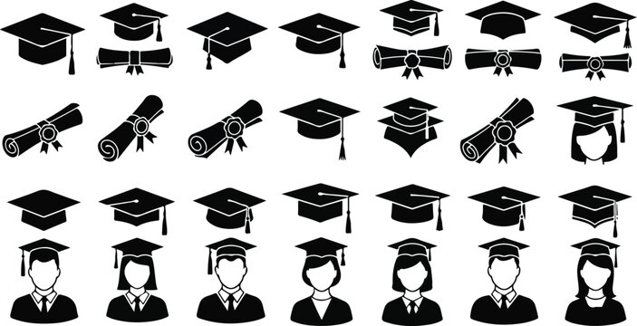 Graduation Cap Icons Set 1.