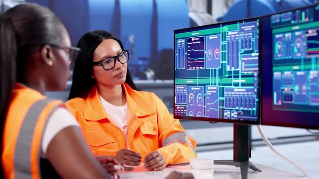 Engineers Monitoring Gas Turbine System Control Panel