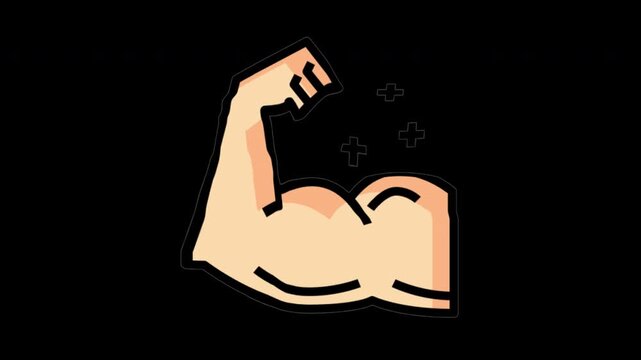 Animated Transparent Muscle Icon with Stroke Effect | Alpha Channel | Adobe After Effects Ready