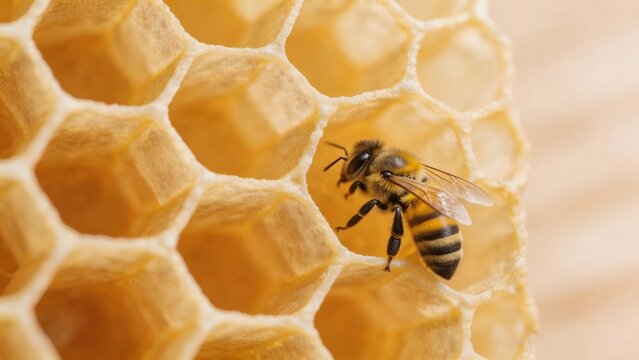 Bee on honeycomb