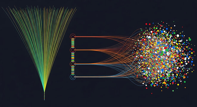 Abstract data visualization concept with particles and geometric lines visualization particles abstract technology information analysis connection geometric innovation complexity structure