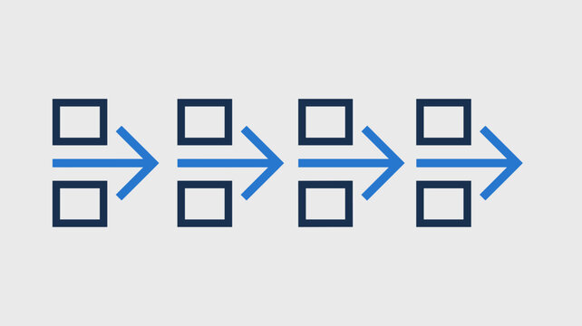 Professional task flow diagram with blue arrows &ndash; Perfect for business operations, technical documentation, or system architecture.