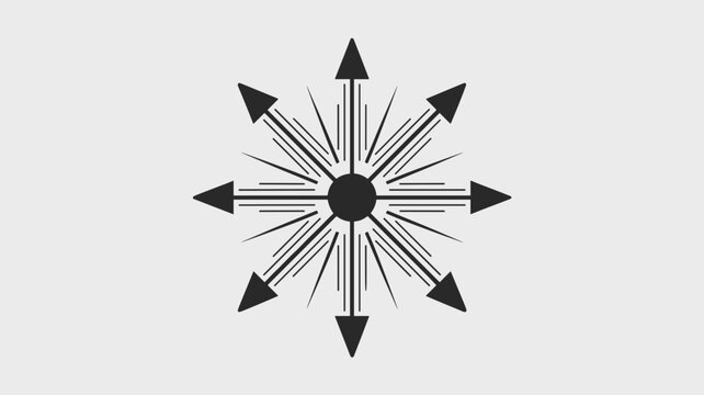 Central node radiating eight data arrows &ndash; Perfect for information transmission, network hubs, or digital communication.