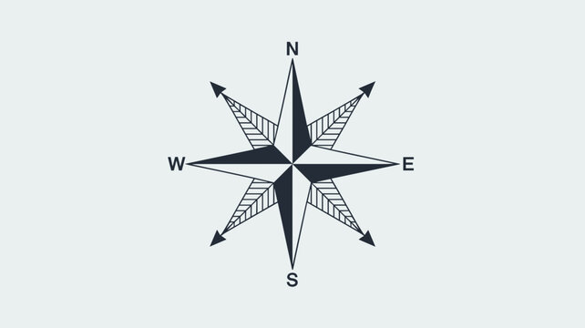 Minimalist compass with four cardinal arrows &ndash; Great for decision making, pathfinding, or strategic alignment.