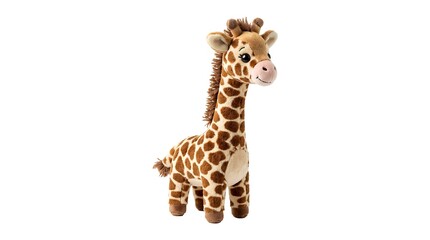 Obraz premium Plush toy giraffe standing isolated on white background