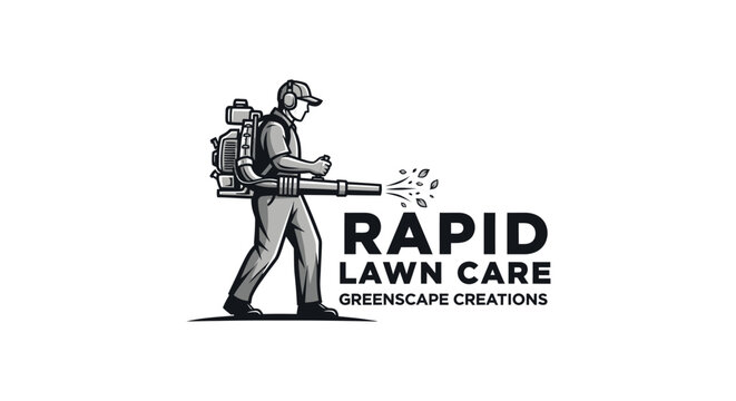 Man operating a leaf blower for lawn care services.