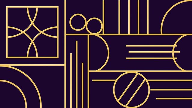 Elegant Gold Border Outline Mosaic Grid Looping Background 02