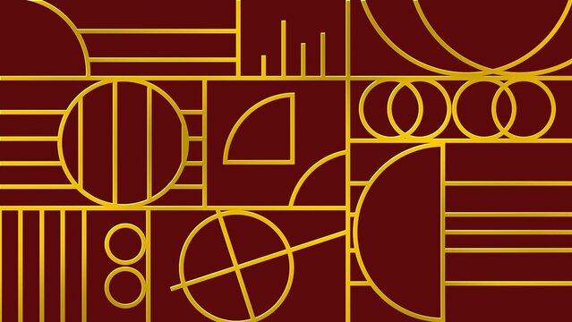 Elegant Gold Border Outline Mosaic Grid Looping Background 03