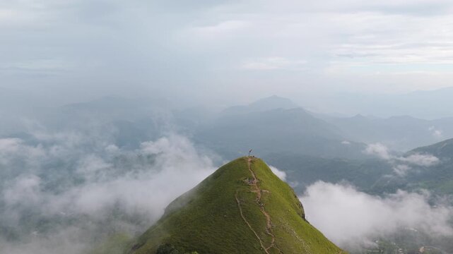 Cloudscape Over Peak Of Narangala Mountain In The Badulla District Of Sri Lanka's Uva Province. Aerial Drone Shot