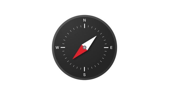 Minimal Compass Navigation Icon Animation. Transparent background, 4K resolution.