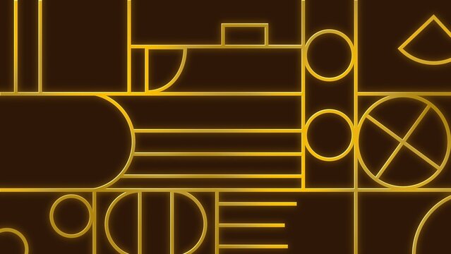 Elegant Gold Border Outline Mosaic Grid Looping Background 01