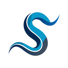 Fototapeta premium Stylized letter s modern ribbon logo graphic in blue tones with alphabet