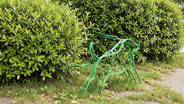 A small metal object sits among the green grass, possibly an abandoned treasure or a lost item