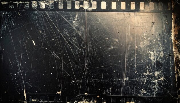 Aged film strip texture with scratches and dust vintage background