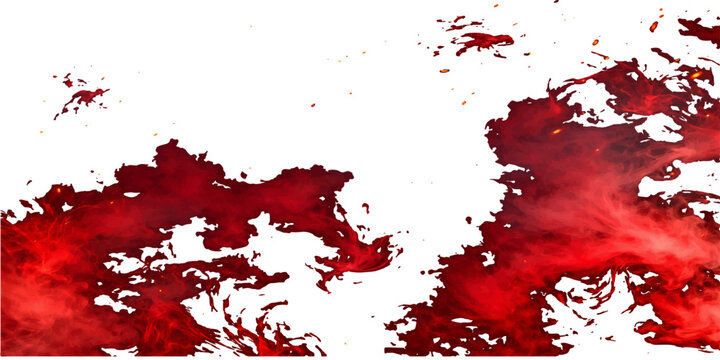Red ink splat and paint splash pattern on a grunge texture background creates a red art design illustration with a blood stain spot and dirty splatter backdrop concept
