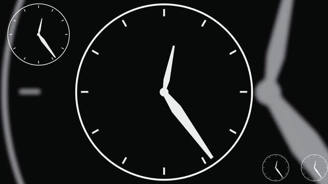 A vector illustration of a New Year clock with a circular dial and white numbers on a black background representing the midnight deadline concept