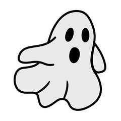 Obraz premium Running Ghost Illustration | Cute Hand Drawn Spooky Character | Playful Halloween Spirit Design for Stickers and Creative Projects