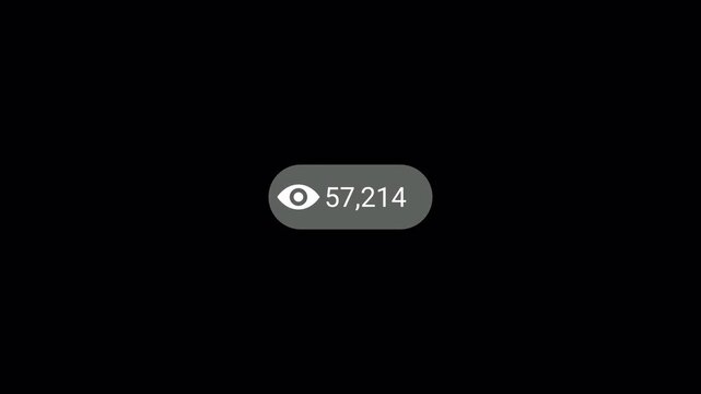 social media activity counter,100k views number counter on transparent background. counter number views increasing to 100 thousands with alpha channel. 100,000 views counter motion graohic 4k video.