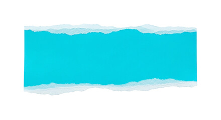 Fototapeta premium Bright turquoise torn paper with white ripped edges.