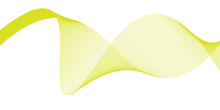 Yellow vector wave pattern with gradient lines on white background for design