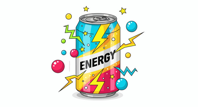 Electrifying Energy Beverage Can Design Bold Colors, Zapping Lightning, and Sparkling Stars for a Dynamic Boost