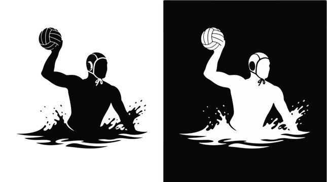 Water polo player throwing ball in swimming pool with splash