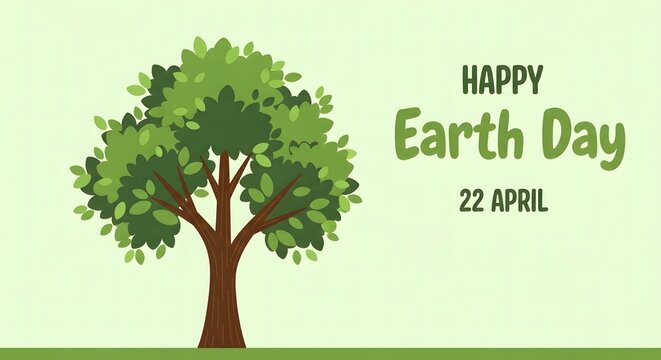 Happy earth day tree with global map background