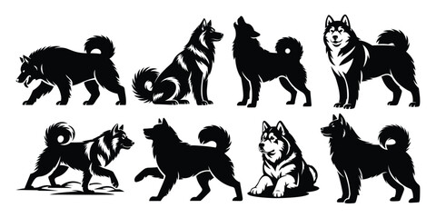 Siberian Husky and Alaskan Malamute Silhouette Set © Toufik