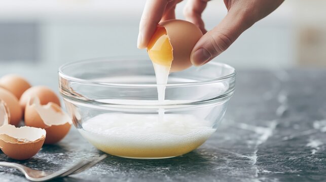 Raw egg white protein preparation after workout.