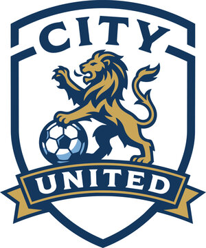 City United Football Club Emblem with Lion Mascot