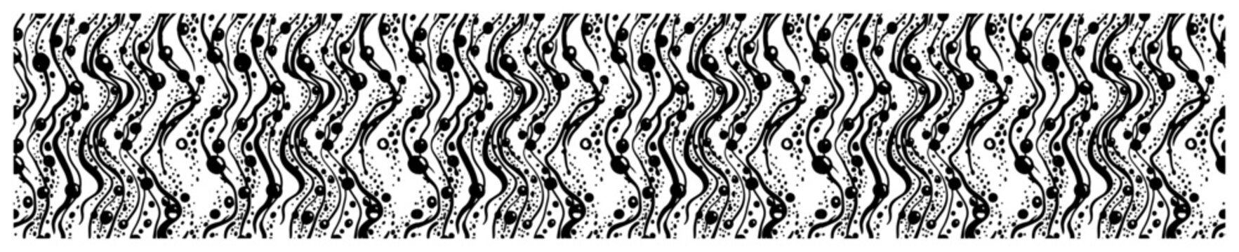 Organic wavy lines and dots pattern inspired by fluid zen doodle art
