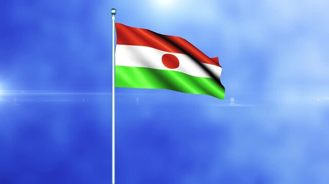Niger Flag Waving Waving on a Pole Seamless loop
