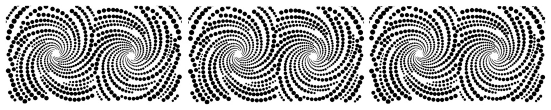 Spiraling halftone dots creating hypnotic vortex effect in modern style