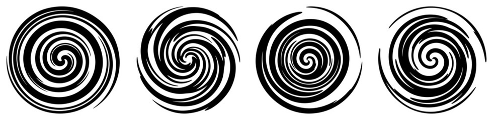 Naklejka premium Spiral vortex icons with circular motion and swirling lines in graphic style
