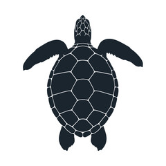 Silhouette of a sea turtle viewed from above, isolated on a white background. © syukron