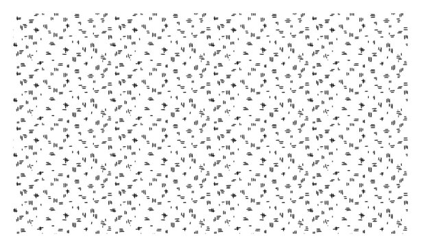 Geometric dash and dot pattern with scattered abstract shapes in minimalist style