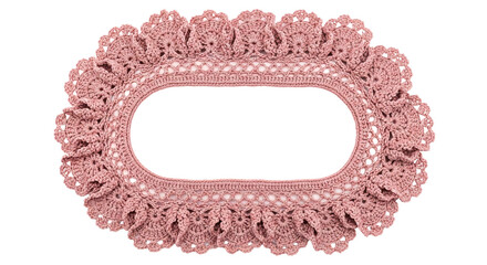 Oval crochet lace doily frame for decoration and design.